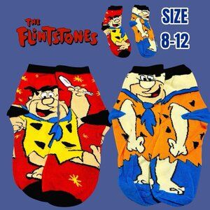 Flintstones Fred Flintstone Hanna-Barbera Crew Socks! 2 Pair 8-12. NWOT! NEW!